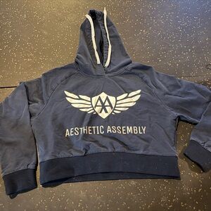 Navy Blue Crop Top Hoodie